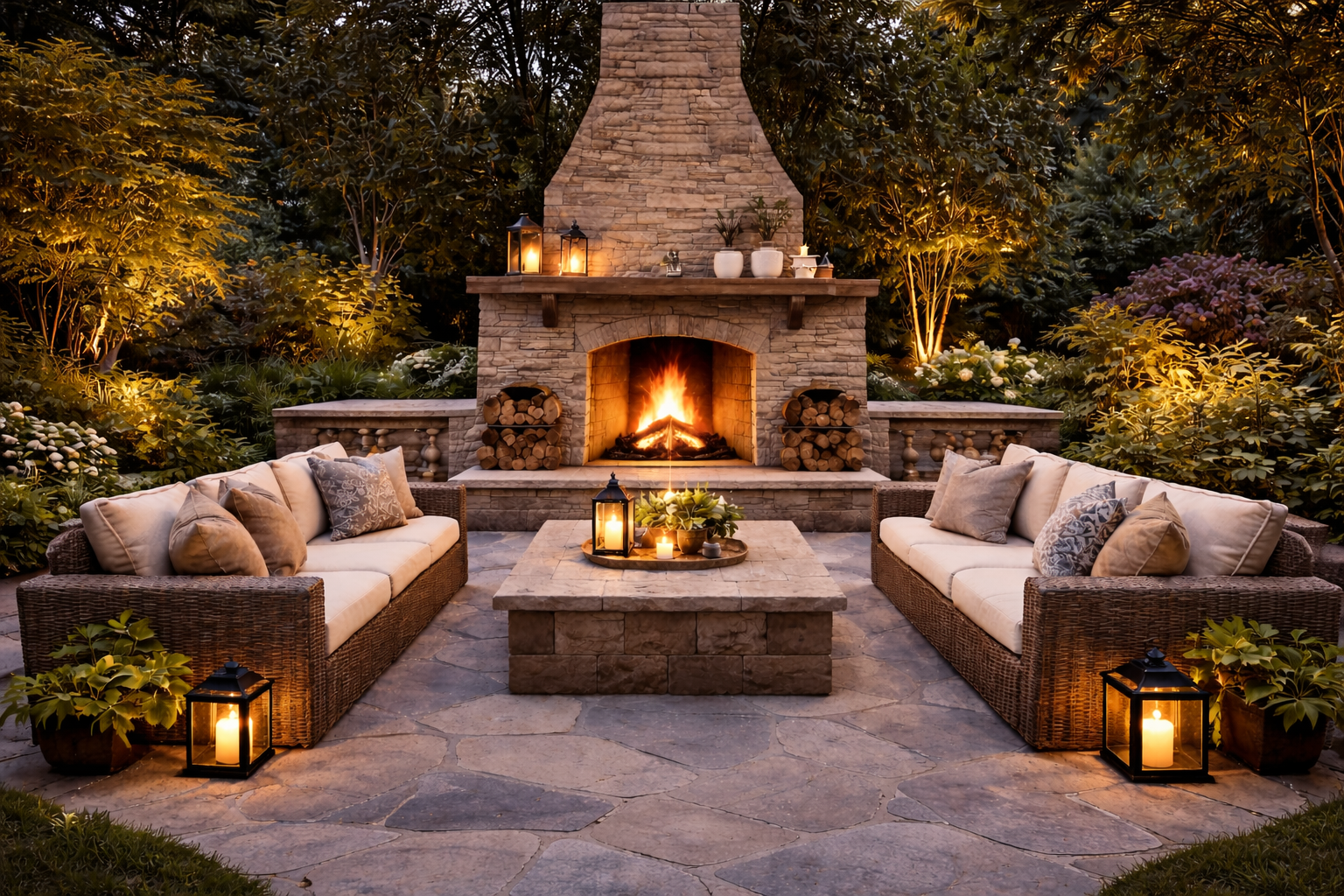 Outdoor fireplace installation in Richmond VA